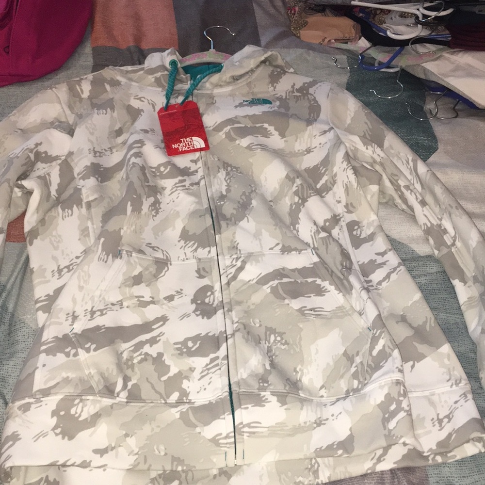 North Face camo white jacket